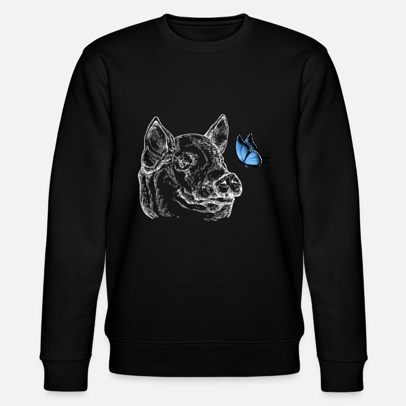 Pig with butterfly - Stanley/Stella CHANGER Unisex Organic Sweatshirt - black