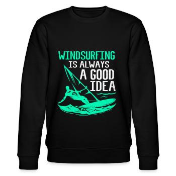 Windsurfen - Stanley/Stella Unisex Bio-Sweatshirt CHANGER  - Schwarz - Vorne - Nik (191cm) & Marisol (170cm)