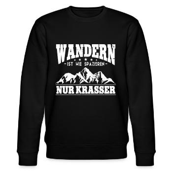 Wandern ist wie spazieren Wanderer Wander - Stanley/Stella Unisex Bio-Sweatshirt CHANGER  - Schwarz - Vorne - Nik (191cm) & Marisol (170cm)