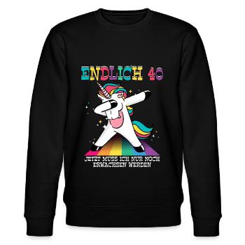 Vor 40 Jahren war ich mal der schnellste 40. - Stanley/Stella Unisex Bio-Sweatshirt CHANGER  - Schwarz - Vorne - Nik (191cm) & Marisol (170cm)