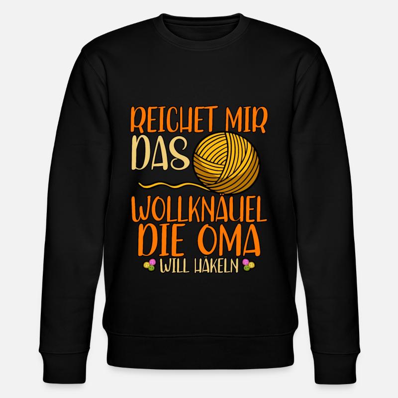 Häkeln Oma - Stanley/Stella Unisex Bio-Sweatshirt CHANGER  - Schwarz