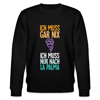 Ich Muss Gar Nix Ich Muss Nur Nach La Palma - Stanley/Stella Unisex Bio-Sweatshirt CHANGER  - Schwarz - Vorne - Nik (191cm) & Marisol (170cm)