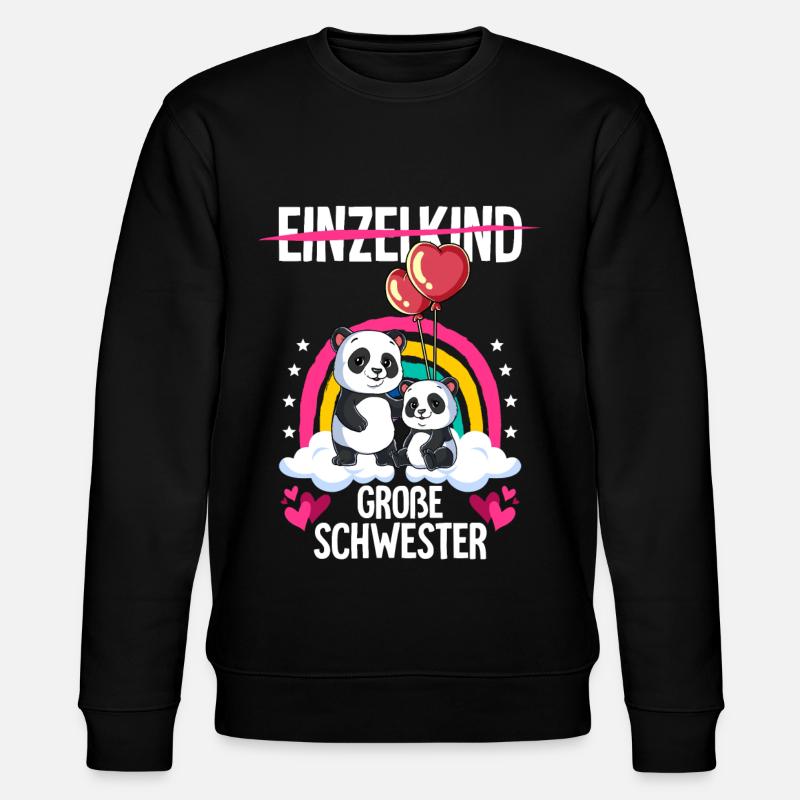 Ich werde Große Schwester Panda - Stanley/Stella Unisex Bio-Sweatshirt CHANGER  - Schwarz