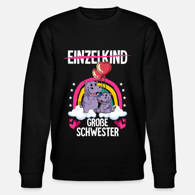 Ich werde Große Schwester Nilpferde - Stanley/Stella Unisex Bio-Sweatshirt CHANGER - Schwarz