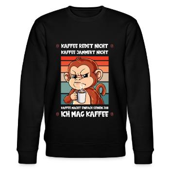 Kaffee Redet Nicht Kaffee Jammert Nicht Affe - Stanley/Stella Unisex Bio-Sweatshirt CHANGER  - Schwarz - Vorne - Nik (191cm) & Marisol (170cm)