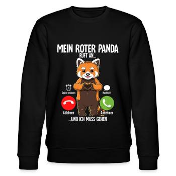 Mein Roter Panda Ruft An - Stanley/Stella Unisex Bio-Sweatshirt CHANGER  - Schwarz - Vorne - Nik (191cm) & Marisol (170cm)