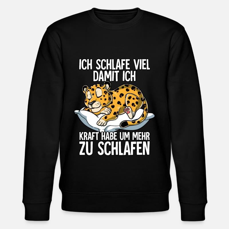 Ich Schlafe Leopard - Stanley/Stella Unisex Bio-Sweatshirt CHANGER  - Schwarz