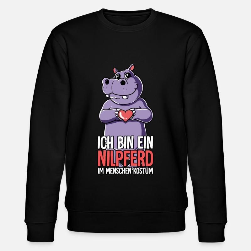 Ich Bin Ein Nilpferd - Stanley/Stella Unisex Bio-Sweatshirt CHANGER  - Schwarz