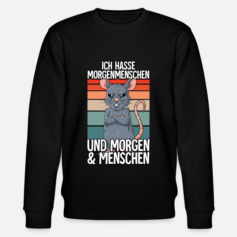 Ich Hasse Morgenmenschen Ratte - Stanley/Stella Unisex Bio-Sweatshirt CHANGER - Schwarz