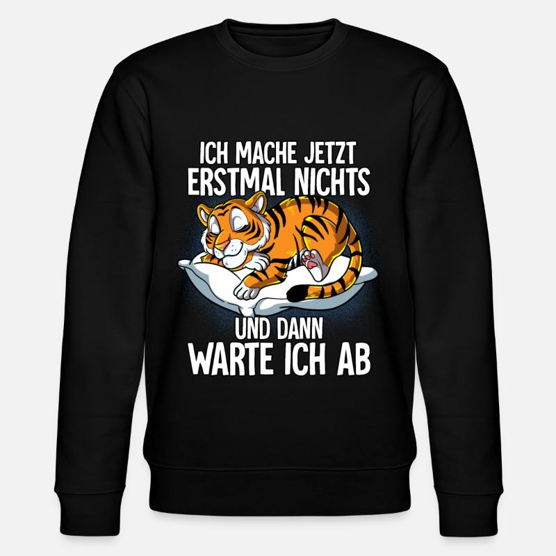 Langschläfer Tiger Müde Schlaf - Stanley/Stella Unisex Bio-Sweatshirt CHANGER  - Schwarz