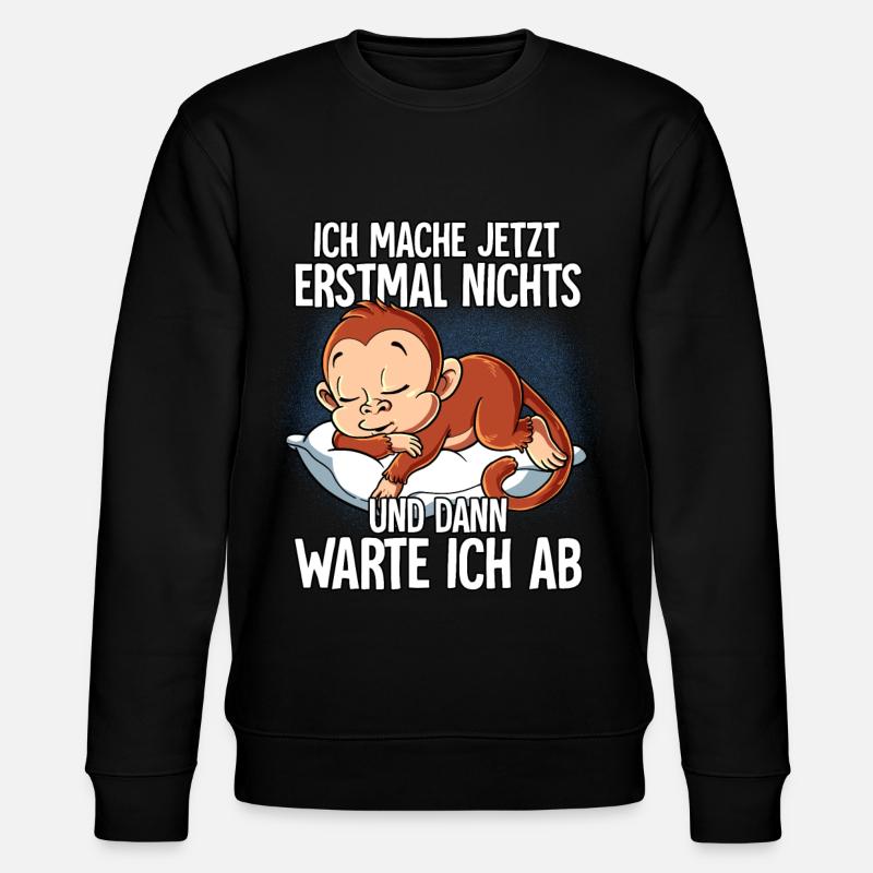 Langschläfer Affe Müde Schlaf - Stanley/Stella Unisex Bio-Sweatshirt CHANGER  - Schwarz