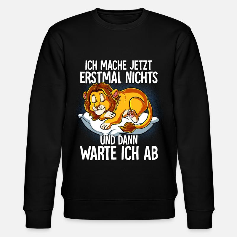 Langschläfer Löwe Müde Schlaf - Stanley/Stella Unisex Bio-Sweatshirt CHANGER  - Schwarz