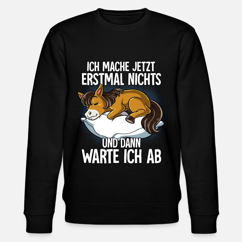 Langschläfer Pferd Müde Schlaf - Stanley/Stella Unisex Bio-Sweatshirt CHANGER  - Schwarz
