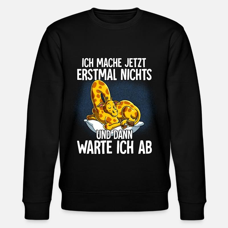 Langschläfer Giraffe Müde Schlaf - Stanley/Stella Unisex Bio-Sweatshirt CHANGER  - Schwarz