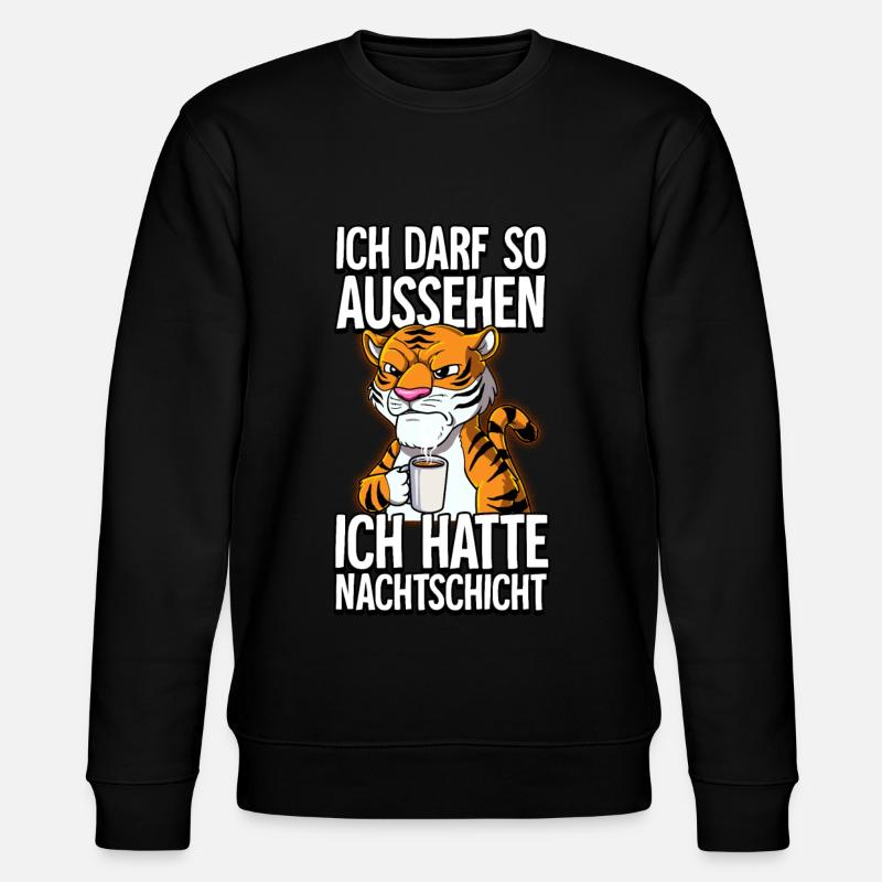 Ich Hatte Nachtschicht Kaffee Tiger - Stanley/Stella Unisex Bio-Sweatshirt CHANGER  - Schwarz