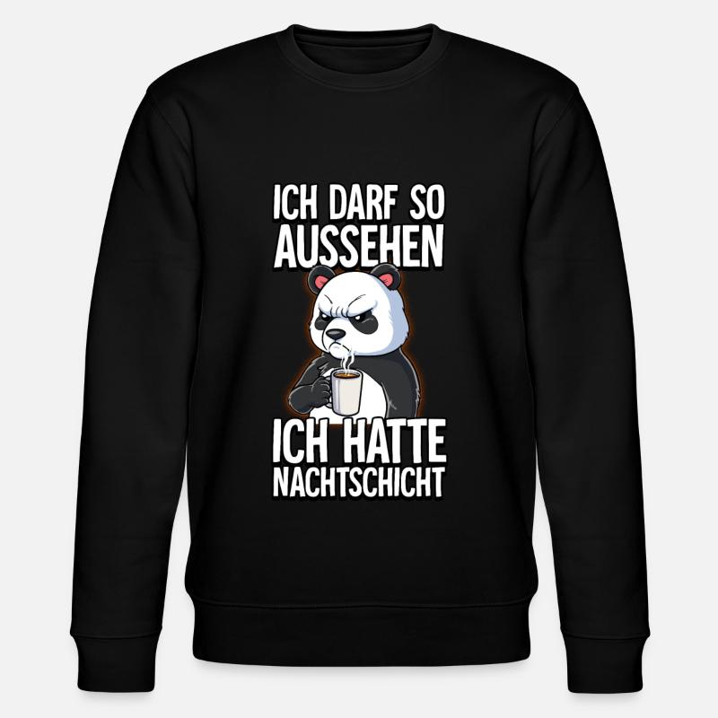Ich Hatte Nachtschicht Kaffee Panda - Stanley/Stella Unisex Bio-Sweatshirt CHANGER  - Schwarz