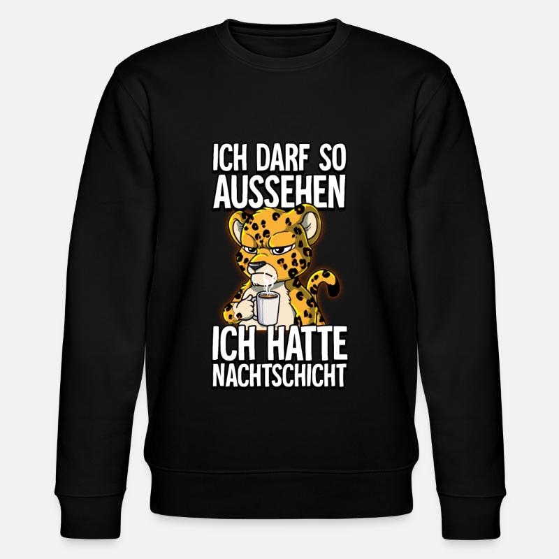 Ich Hatte Nachtschicht Kaffee Leopard - Stanley/Stella Unisex Bio-Sweatshirt CHANGER  - Schwarz