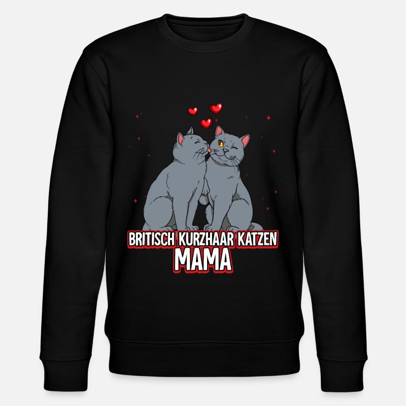 Britisch Kurzhaar Katzen Mama - Stanley/Stella Unisex Bio-Sweatshirt CHANGER  - Schwarz