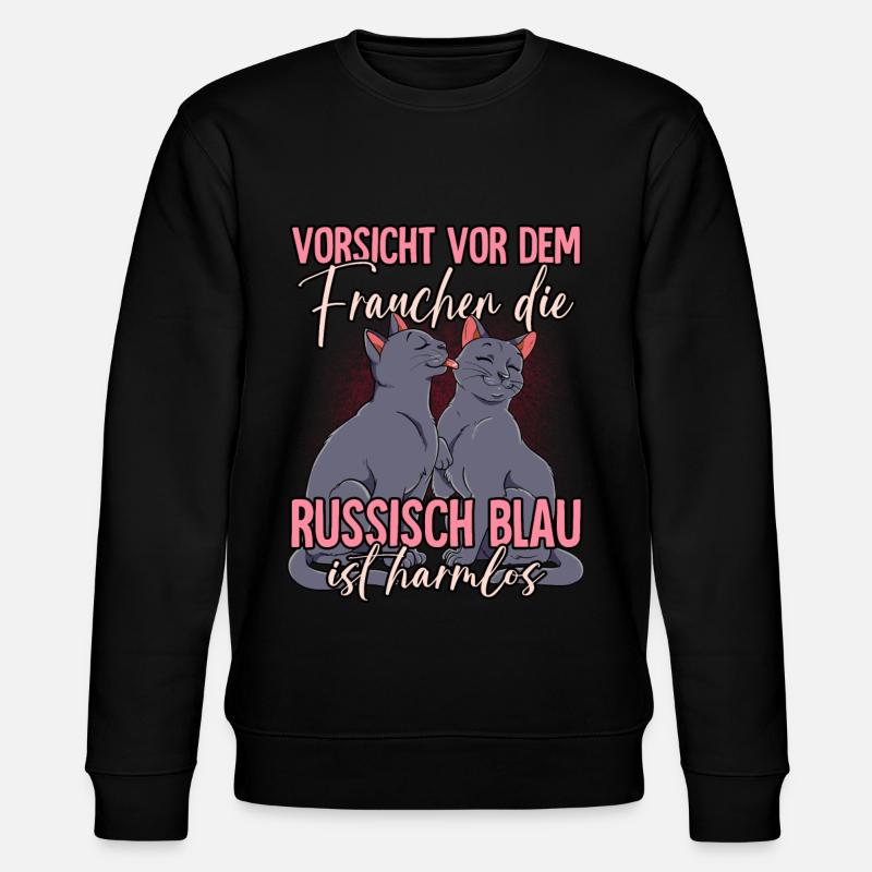 Russisch Blau Katzen - Stanley/Stella Unisex Bio-Sweatshirt CHANGER  - Schwarz