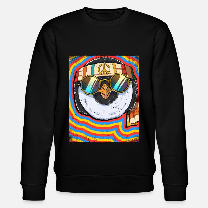 Hippie Penguin Psychédélique Trippy - Sweat bio CHANGER Stanley/Stella Unisexe - noir