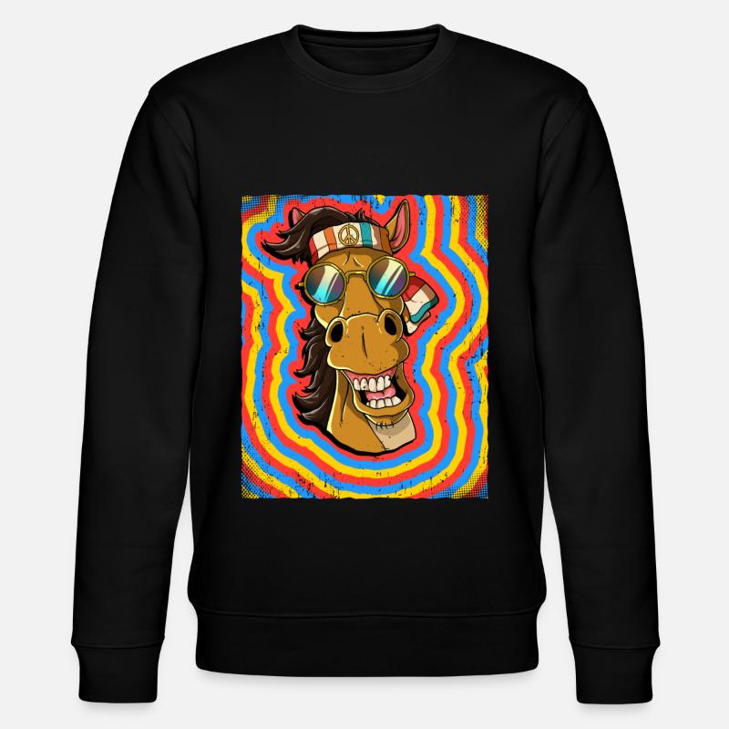 Hippie Pferd Psychedelisch Trippy - Stanley/Stella Unisex Bio-Sweatshirt CHANGER  - Schwarz