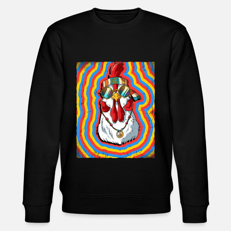 Hippie Huhn Psychedelisch Trippy - Stanley/Stella Unisex Bio-Sweatshirt CHANGER - Schwarz
