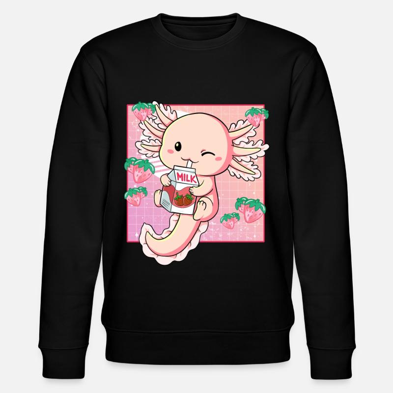 Kawaii Axolotl Erdbeermilch - Stanley/Stella Unisex Bio-Sweatshirt CHANGER  - Schwarz