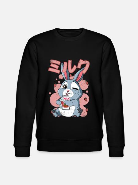 Kawaii Kaninchen Erdbeermilch - Stanley/Stella Unisex Bio-Sweatshirt CHANGER - Schwarz