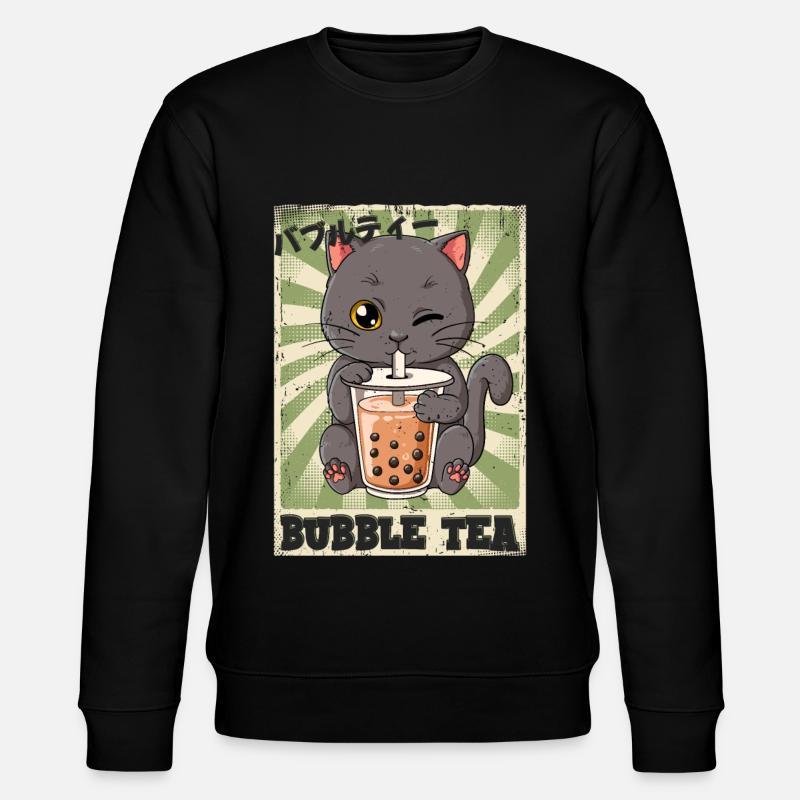 Boba Tea Cat Bubble Tea - Stanley/Stella CHANGER Unisex Organic Sweatshirt - black
