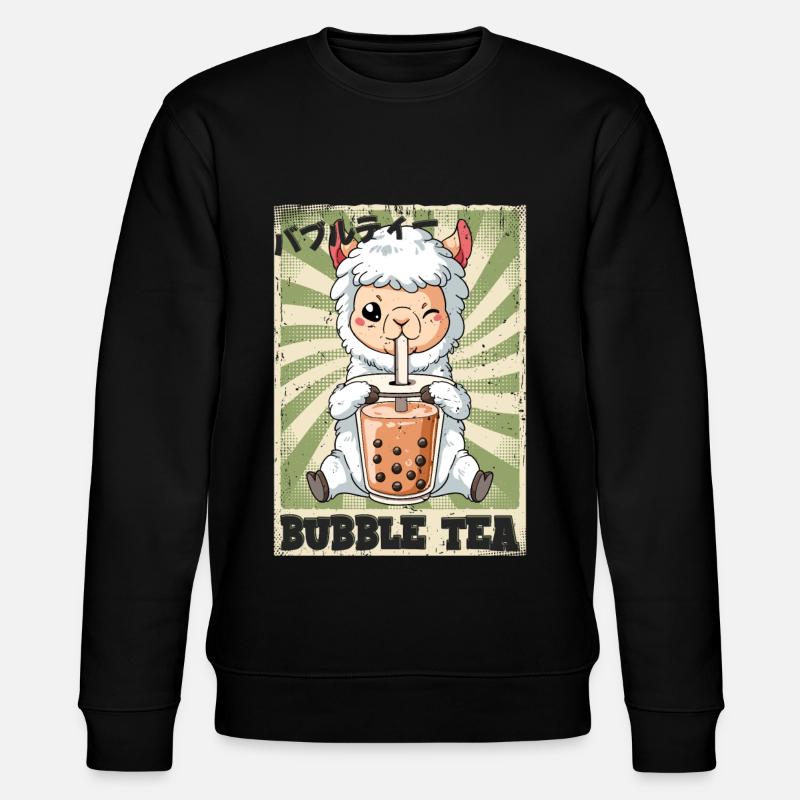 Boba Tea Lama Bubble Tea - Stanley/Stella CHANGER Unisex Organic Sweatshirt - black
