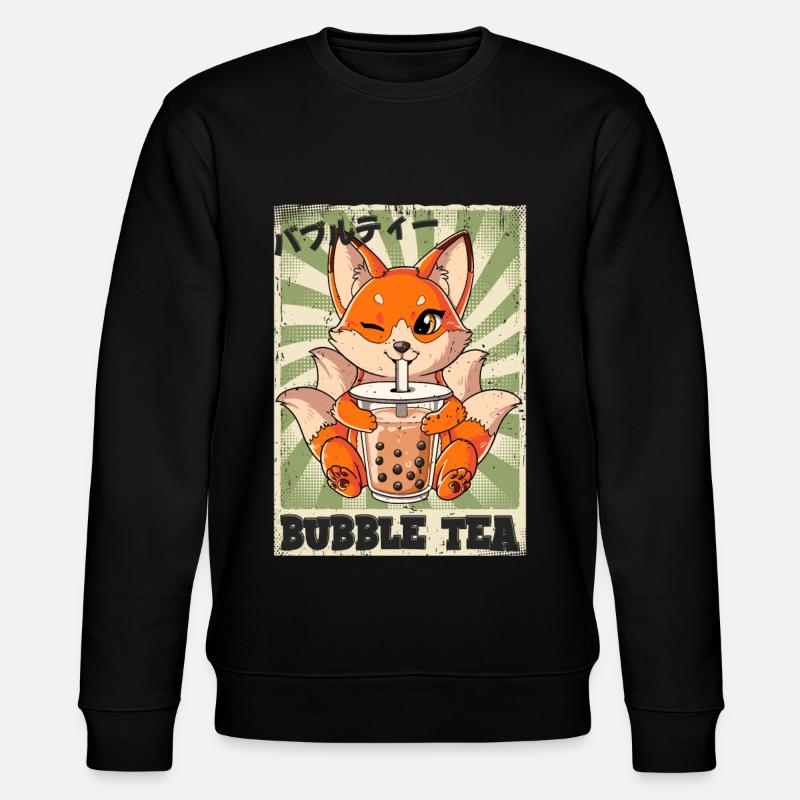 Boba Tea Kitsune Bubble Tea - Stanley/Stella CHANGER Unisex Organic Sweatshirt - black