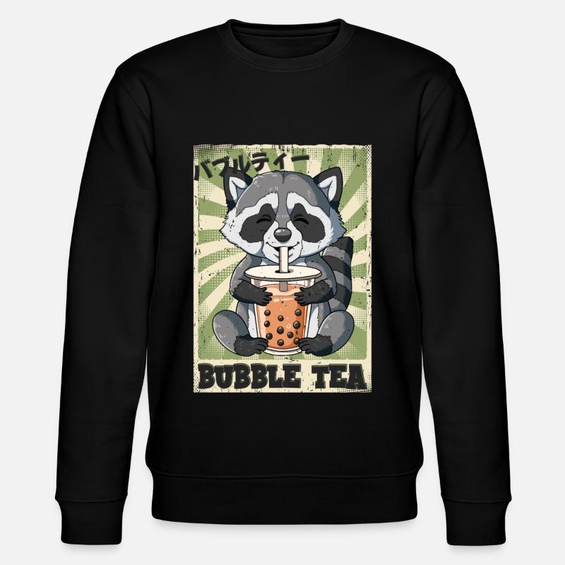 Boba Tea Waschbär Bubble Tea - Stanley/Stella Unisex Bio-Sweatshirt CHANGER  - Schwarz