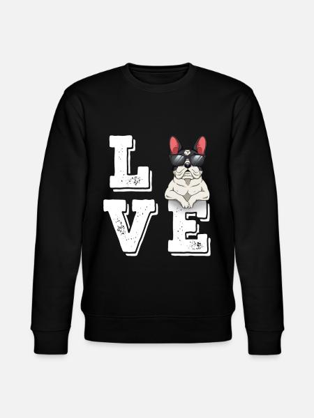 Love French Bulldog - Stanley/Stella CHANGER Unisex Organic Sweatshirt - black