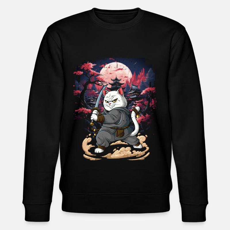 Samurai Cat - Stanley/Stella CHANGER Unisex Organic Sweatshirt - black