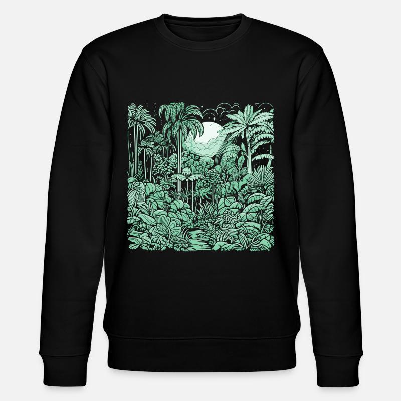 Motif jungle vert clair - Sweat bio CHANGER Stanley/Stella Unisexe - noir