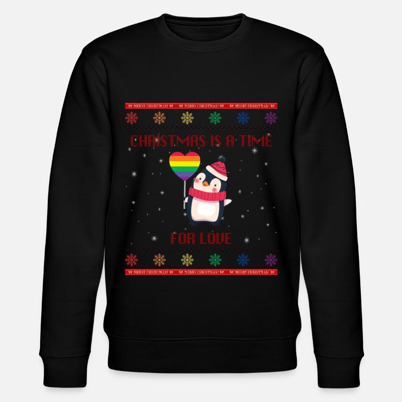 Pride Christmas Pinguin - Stanley/Stella Unisex Bio-Sweatshirt CHANGER - Schwarz