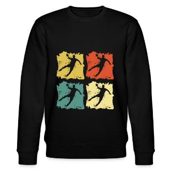Handball Kreisläufer Retro Vintage Pop Art - Stanley/Stella Unisex Bio-Sweatshirt CHANGER  - Schwarz - Vorne - Nik (191cm) & Marisol (170cm)