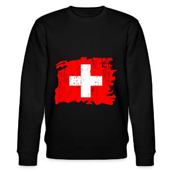 Schweiz Schweizer Switzerland Flagge Kreuz - Stanley/Stella Unisex Bio-Sweatshirt CHANGER  - Schwarz - Vorne - Nik (191cm) & Marisol (170cm)