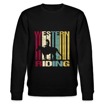 Westernreiten Vintage - Stanley/Stella Unisex Bio-Sweatshirt CHANGER  - Schwarz - Vorne - Nik (191cm) & Marisol (170cm)
