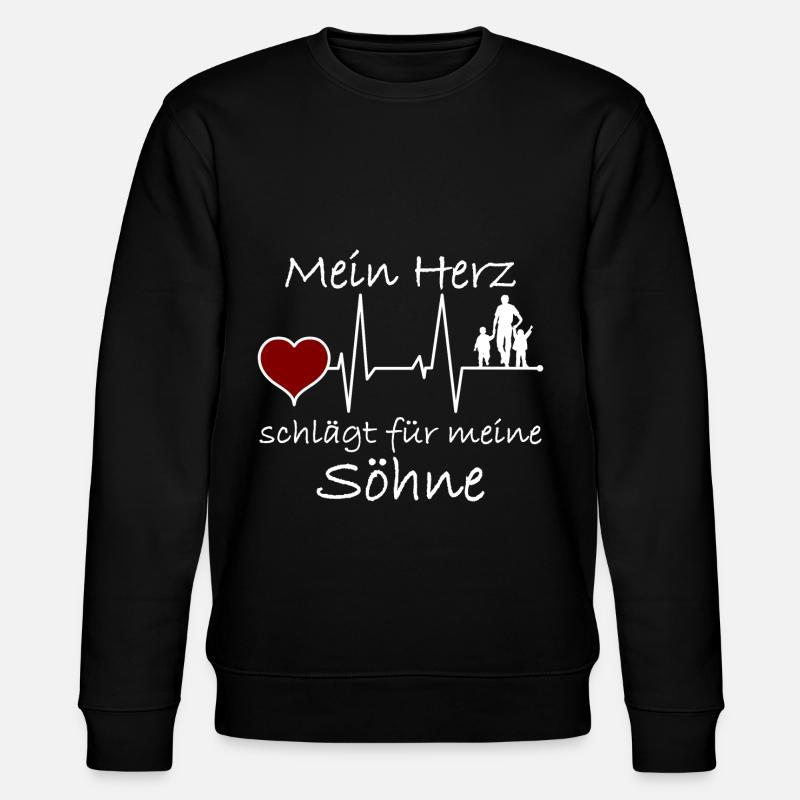 Papa und 2 Söhne Herzschlag - Stanley/Stella Unisex Bio-Sweatshirt CHANGER  - Schwarz