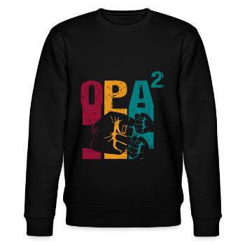 Opa hoch 2 werdender zweifacher zwei Enkel - Stanley/Stella Unisex Bio-Sweatshirt CHANGER  - Schwarz - Vorne - Nik (191cm) & Marisol (170cm)