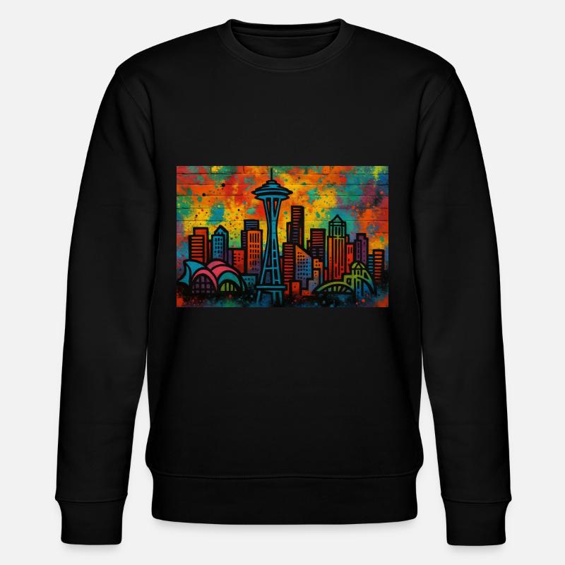 Graffiti der Seattle Skyline - Stanley/Stella CHANGER Unisex Organic Sweatshirt - black