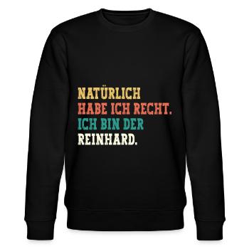 Reinhard Lustiger Spruch Vorname Name Reinhard - Stanley/Stella Unisex Bio-Sweatshirt CHANGER  - Schwarz - Vorne - Nik (191cm) & Marisol (170cm)