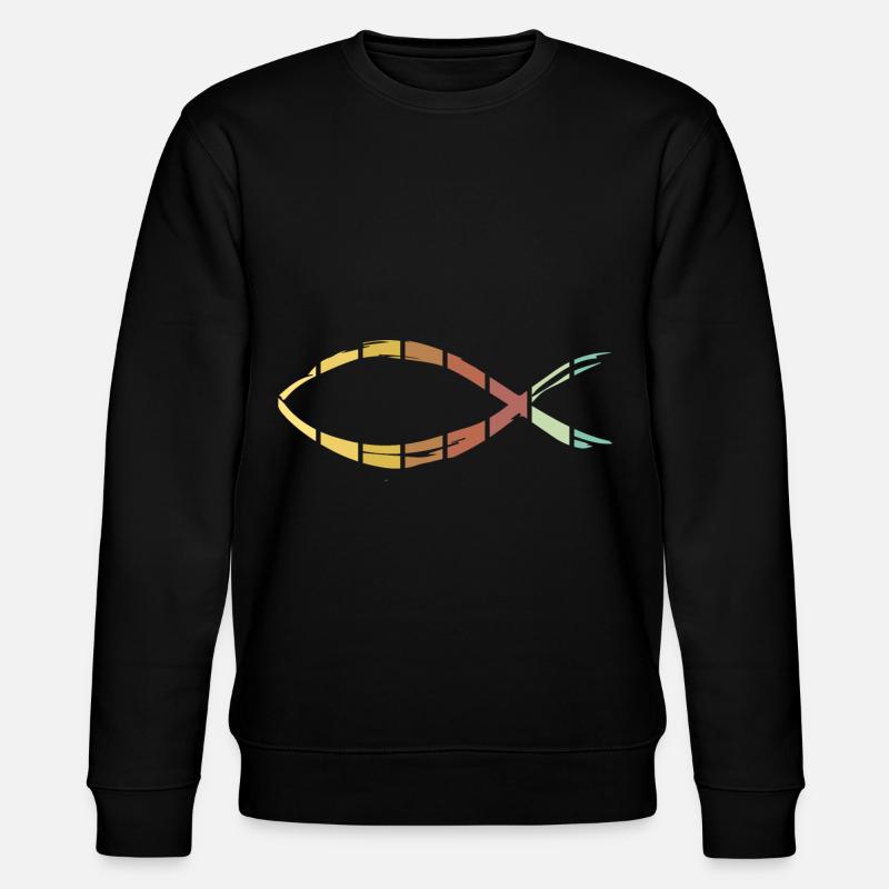 Jesus Fisch - Stanley/Stella Unisex Bio-Sweatshirt CHANGER  - Schwarz