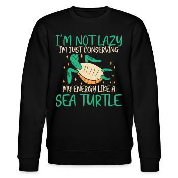 Energieschildkröte Sparen - Ozean - Stanley/Stella Unisex Bio-Sweatshirt CHANGER  - Schwarz - Vorne - Nik (191cm) & Marisol (170cm)