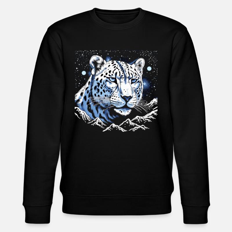 Celestial Snow Leopard Guardian - Stanley/Stella CHANGER Unisex Organic Sweatshirt - black