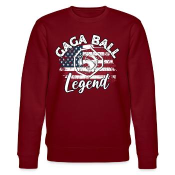 Gaga Ball Sprüche - Stanley/Stella Unisex Bio-Sweatshirt CHANGER  - Burgunderrot - Vorne - Nik (191cm) & Marisol (170cm)