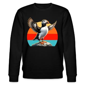 Papageientaucher Motiv - Stanley/Stella Unisex Bio-Sweatshirt CHANGER  - Schwarz - Vorne - Nik (191cm) & Marisol (170cm)