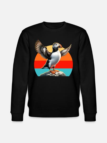 Puffin Motif - Stanley/Stella CHANGER Unisex Organic Sweatshirt - black