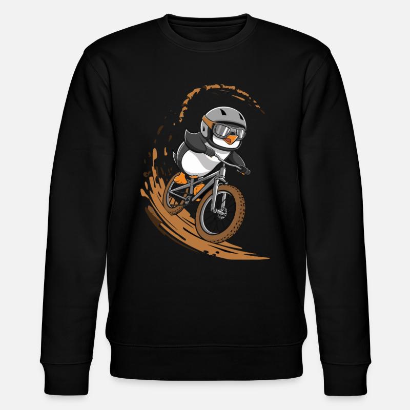 Biking Penguin Fun - Stanley/Stella CHANGER Unisex Organic Sweatshirt - black